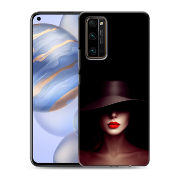 Силиконовый противоударный чехол на Huawei Honor 30 с принтом Девушка в шляпе Силиконовый противоударный чехол на Huawei Honor 30 с принтом Девушка в шляпе