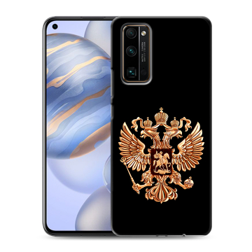 Силиконовый противоударный чехол на Huawei Honor 30 с принтом Герб России золотой Силиконовый противоударный чехол на Huawei Honor 30 с принтом Герб России золотой