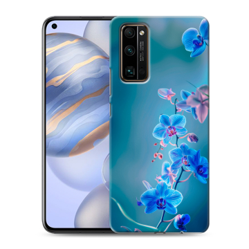 Силиконовый противоударный чехол на Huawei Honor 30 с принтом Голубые цветы Силиконовый противоударный чехол на Huawei Honor 30 с принтом Голубые цветы