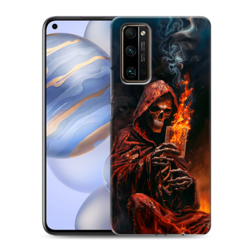 Силиконовый противоударный чехол на Huawei Honor 30 с принтом Скелет и карты Силиконовый противоударный чехол на Huawei Honor 30 с принтом Скелет и карты