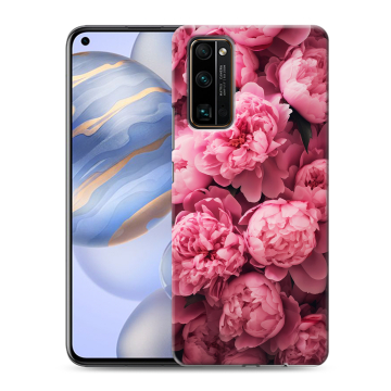 Силиконовый противоударный чехол на Huawei Honor 30 с принтом цветы пионы Силиконовый противоударный чехол на Huawei Honor 30 с принтом цветы пионы