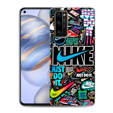 Силиконовый противоударный чехол на Huawei Honor 30 с принтом найк nike черный Силиконовый противоударный чехол на Huawei Honor 30 с принтом найк nike черный
