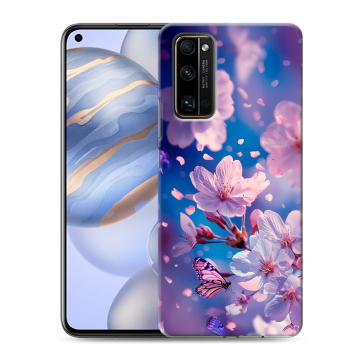 Силиконовый противоударный чехол на Huawei Honor 30 с принтом цветы бабочки Силиконовый противоударный чехол на Huawei Honor 30 с принтом цветы бабочки