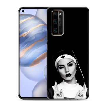 Силиконовый противоударный чехол на Huawei Honor 30 с принтом монашка Силиконовый противоударный чехол на Huawei Honor 30 с принтом монашка