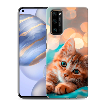 Силиконовый противоударный чехол на Huawei Honor 30 с принтом котик Силиконовый противоударный чехол на Huawei Honor 30 с принтом котик