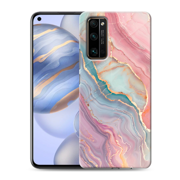 Силиконовый противоударный чехол на Huawei Honor 30 с принтом розовый мрамор Силиконовый противоударный чехол на Huawei Honor 30 с принтом розовый мрамор
