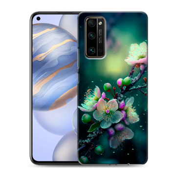 Силиконовый противоударный чехол на Huawei Honor 30 с принтом Цветы и мрамор