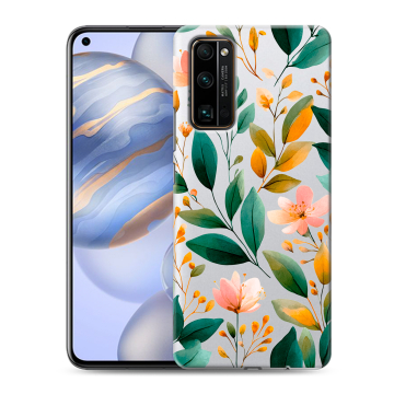 Силиконовый противоударный чехол на Huawei Honor 30 с принтом Цветы паттерн
