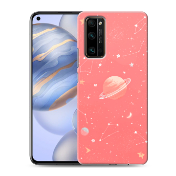 Силиконовый противоударный чехол на Huawei Honor 30 с принтом Розовый космос