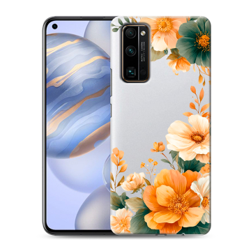 Силиконовый противоударный чехол на Huawei Honor 30 с принтом Цветы принт