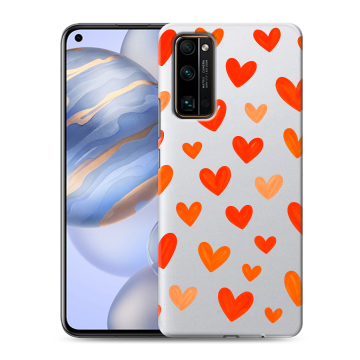 Силиконовый противоударный чехол на Huawei Honor 30 с принтом Сердечки