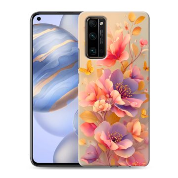 Силиконовый противоударный чехол на Huawei Honor 30 с принтом Цветы и бабочки