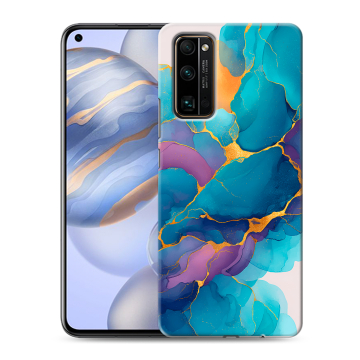 Силиконовый противоударный чехол на Huawei Honor 30 с принтом Мрамор блестки