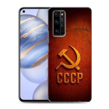 Силиконовый противоударный чехол на Huawei Honor 30 с принтом Флаг Герб СССР Силиконовый противоударный чехол на Huawei Honor 30 с принтом Флаг Герб СССР