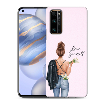 Силиконовый противоударный чехол на Huawei Honor 30 с принтом женский Силиконовый противоударный чехол на Huawei Honor 30 с принтом женский