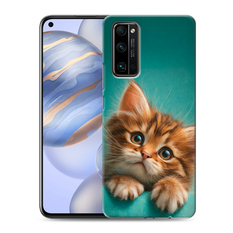 Силиконовый противоударный чехол на Huawei Honor 30 с принтом котенок Силиконовый противоударный чехол на Huawei Honor 30 с принтом котенок