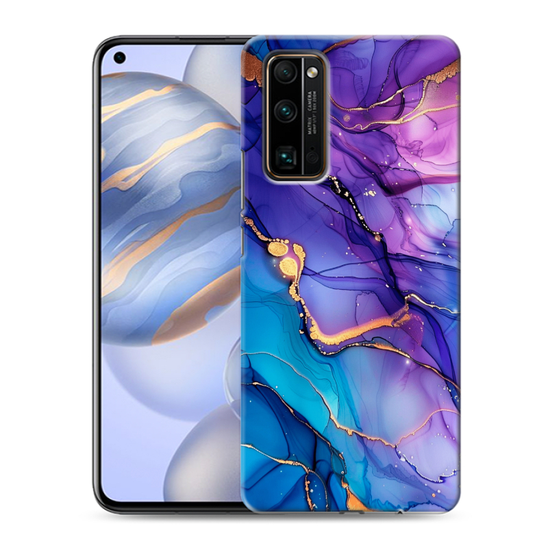 Пластиковый чехол на Huawei Honor 30 с принтом синий мрамор Пластиковый чехол на Huawei Honor 30 с принтом синий мрамор