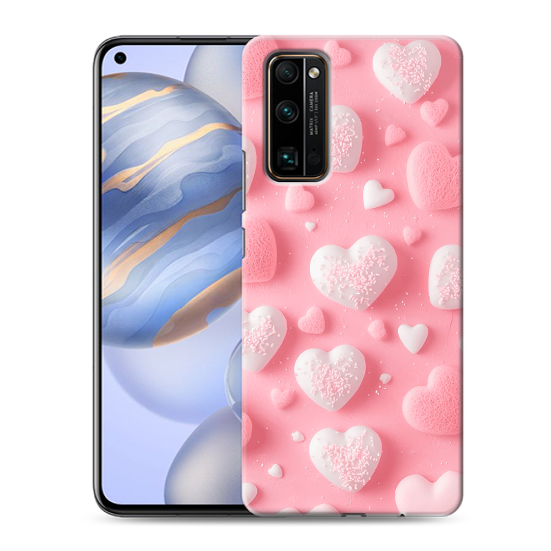 Силиконовый противоударный чехол на Huawei Honor 30 с принтом Сердечки Силиконовый противоударный чехол на Huawei Honor 30 с принтом Сердечки