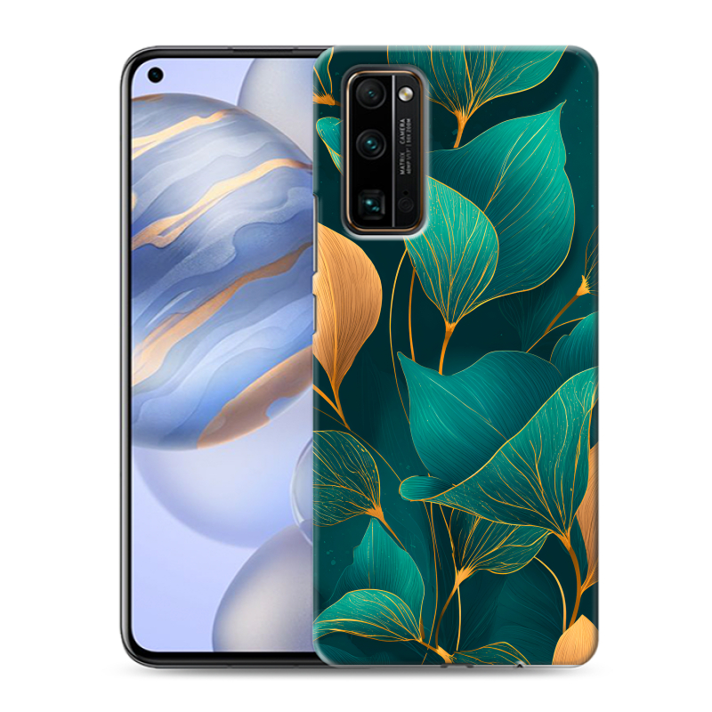 Пластиковый чехол на Huawei Honor 30 с принтом Листья и золото Пластиковый чехол на Huawei Honor 30 с принтом Листья и золото
