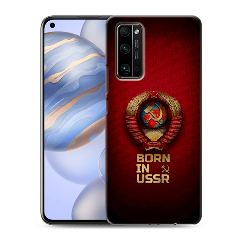 Силиконовый противоударный чехол на Huawei Honor 30 с принтом Флаг Герб СССР Силиконовый противоударный чехол на Huawei Honor 30 с принтом Флаг Герб СССР