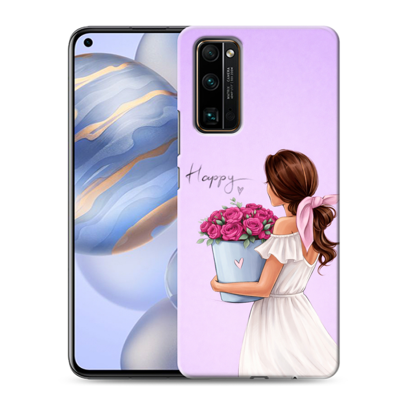 Силиконовый противоударный чехол на Huawei Honor 30 с принтом женский Силиконовый противоударный чехол на Huawei Honor 30 с принтом женский