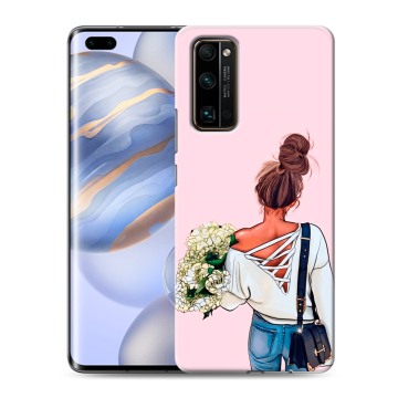Силиконовый чехол на Huawei Honor 30 Pro с принтом Девушка и букет Силиконовый чехол на Huawei Honor 30 Pro с принтом Девушка и букет