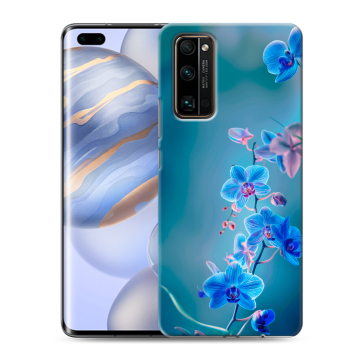Силиконовый чехол на Huawei Honor 30 Pro с принтом Голубые цветы Силиконовый чехол на Huawei Honor 30 Pro с принтом Голубые цветы
