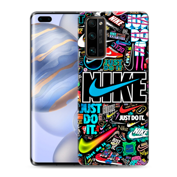 Силиконовый чехол на Huawei Honor 30 Pro с принтом найк nike черный Силиконовый чехол на Huawei Honor 30 Pro с принтом найк nike черный