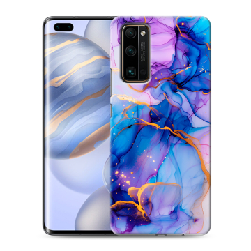 Силиконовый чехол на Huawei Honor 30 Pro с принтом синий мрамор Силиконовый чехол на Huawei Honor 30 Pro с принтом синий мрамор
