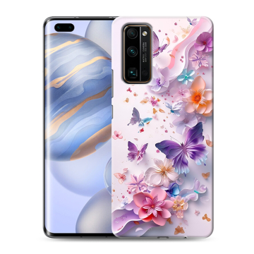 Силиконовый чехол на Huawei Honor 30 Pro с принтом цветы бабочки Силиконовый чехол на Huawei Honor 30 Pro с принтом цветы бабочки