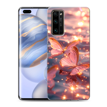 Силиконовый чехол на Huawei Honor 30 Pro с принтом бабочки розовые Силиконовый чехол на Huawei Honor 30 Pro с принтом бабочки розовые