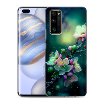 Силиконовый чехол на Huawei Honor 30 Pro с принтом Цветы и мрамор Силиконовый чехол на Huawei Honor 30 Pro с принтом Цветы и мрамор