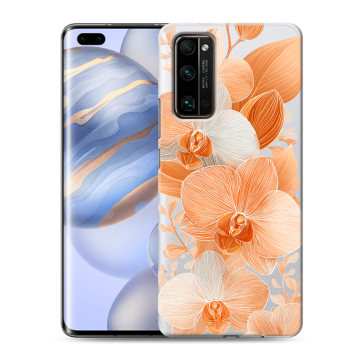 Силиконовый чехол на Huawei Honor 30 Pro с принтом Бежевые цветы