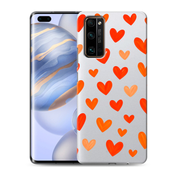 Силиконовый чехол на Huawei Honor 30 Pro с принтом Сердечки