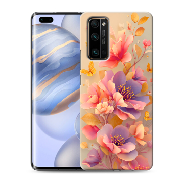 Силиконовый чехол на Huawei Honor 30 Pro с принтом Цветы и бабочки Силиконовый чехол на Huawei Honor 30 Pro с принтом Цветы и бабочки