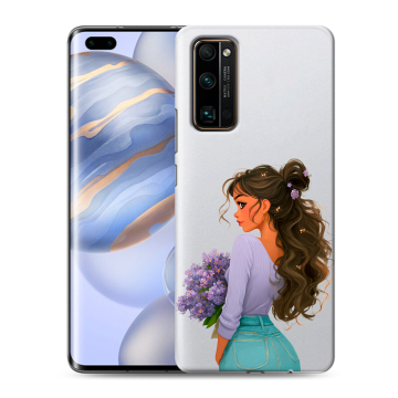 Силиконовый чехол на Huawei Honor 30 Pro с принтом девушка цветы Силиконовый чехол на Huawei Honor 30 Pro с принтом девушка цветы