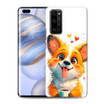 Силиконовый чехол на Huawei Honor 30 Pro с принтом корги Силиконовый чехол на Huawei Honor 30 Pro с принтом корги