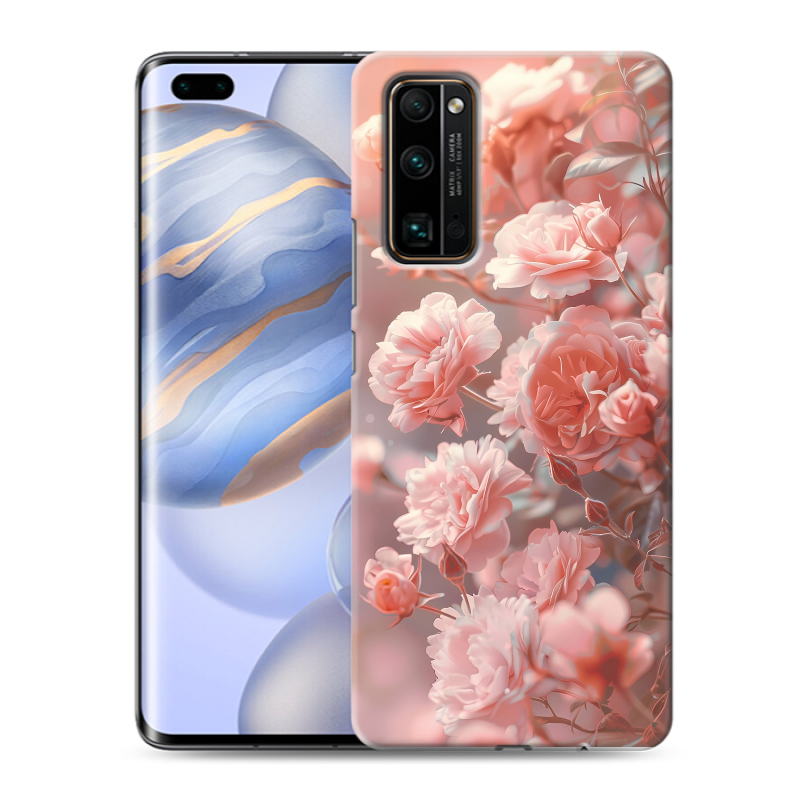 Силиконовый противоударный чехол на Huawei Honor 30 Pro с принтом Розовые розы Силиконовый противоударный чехол на Huawei Honor 30 Pro с принтом Розовые розы