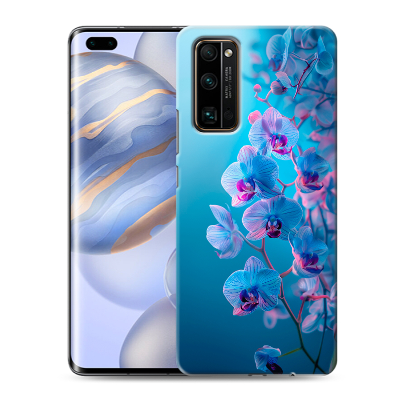 Силиконовый чехол на Huawei Honor 30 Pro с принтом голубые орхидеи Силиконовый чехол на Huawei Honor 30 Pro с принтом голубые орхидеи