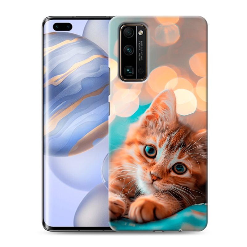 Силиконовый чехол на Huawei Honor 30 Pro с принтом котик Силиконовый чехол на Huawei Honor 30 Pro с принтом котик