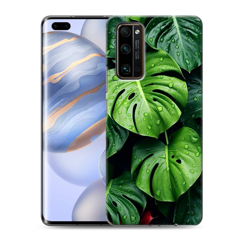 Силиконовый противоударный чехол на Huawei Honor 30 Pro с принтом Листья Силиконовый противоударный чехол на Huawei Honor 30 Pro с принтом Листья