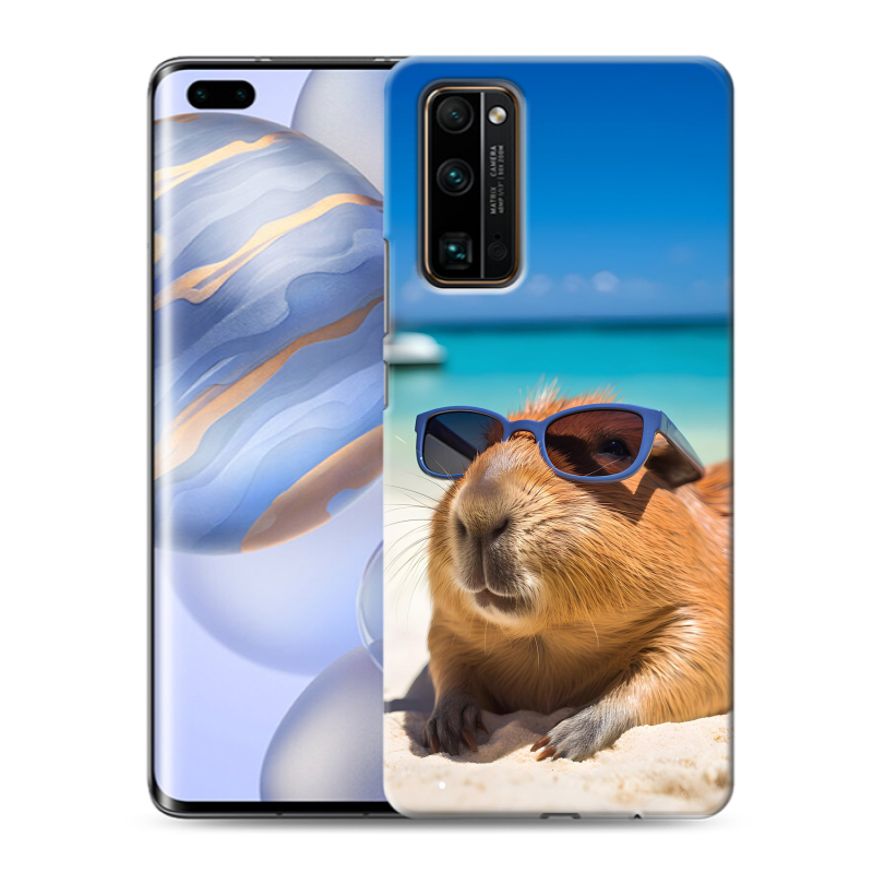Силиконовый противоударный чехол на Huawei Honor 30 Pro с принтом Капибара Силиконовый противоударный чехол на Huawei Honor 30 Pro с принтом Капибара