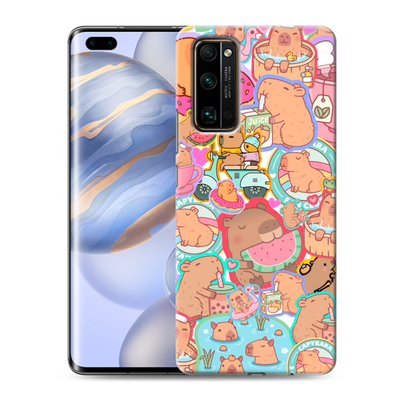 Силиконовый чехол на Huawei Honor 30 Pro с принтом капибары Силиконовый чехол на Huawei Honor 30 Pro с принтом капибары
