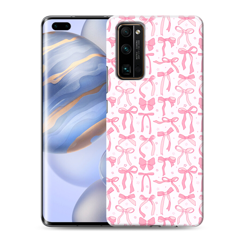 Силиконовый противоударный чехол на Huawei Honor 30 Pro с принтом Розовые бантики Силиконовый противоударный чехол на Huawei Honor 30 Pro с принтом Розовые бантики