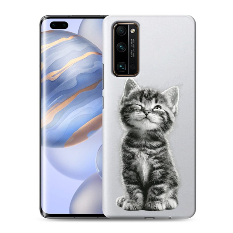 Силиконовый противоударный чехол на Huawei Honor 30 Pro с принтом Котенок Силиконовый противоударный чехол на Huawei Honor 30 Pro с принтом Котенок