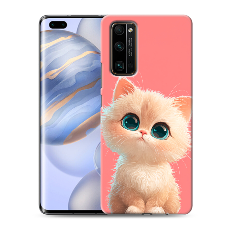 Силиконовый противоударный чехол на Huawei Honor 30 Pro с принтом Розовый котенок Силиконовый противоударный чехол на Huawei Honor 30 Pro с принтом Розовый котенок