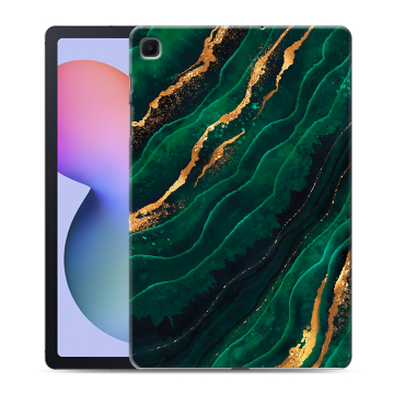 Силиконовый чехол на планшета Samsung Galaxy Tab S6 Lite с принтом Мрамор зеленое золото