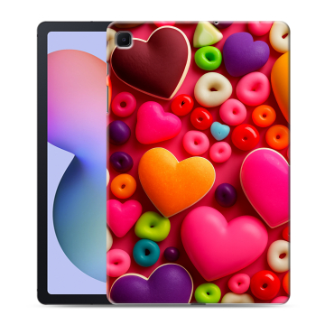 Силиконовый чехол на планшета Samsung Galaxy Tab S6 Lite с принтом Сердечки
