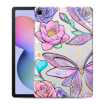 Силиконовый чехол на Samsung Galaxy Tab S6 Lite с принтом Бабочки и цветы