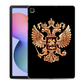 Силиконовый чехол на Samsung Galaxy Tab S6 Lite с принтом Герб России золотой